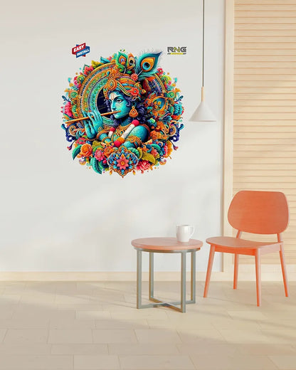Rng Graphics Pvc Vinyl Vibrant Little Krishna Wall Art krishna Wall Sticker Multicolor 51 Cm X 48 cm DW-147L