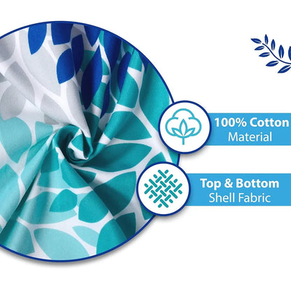 Divine Casa Floret 100% Cotton Double Dohar 120 GSM Soft & Lightweight Throw Blanket Colour Blue Aqua