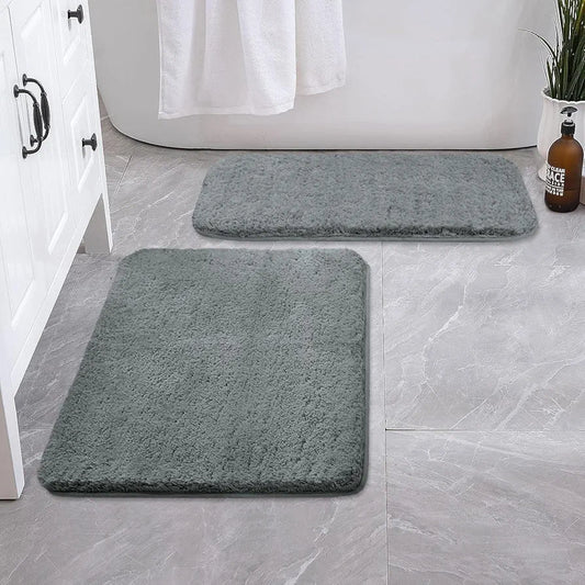 Luxe Home Bath Mat Super Soft Ultra Absorbent Mat Colour Grey (Pack of 2)