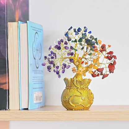 Zaicus Lucky Feng Shui 7 Chakra Tree with Golden Money Bag Base