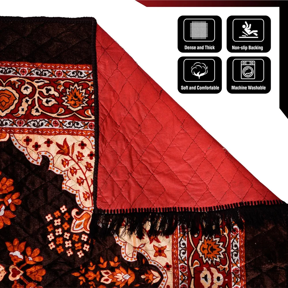 Kuber Industries Carpet Velvet Carpet-Rug for Home Decor Carpet Rug for Bedroom Dark Brown