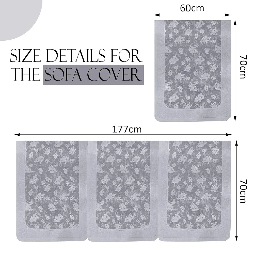 Kuber Industries Set of 10 Net Anti-Skid Sofa Cover 5-Seater Self Net Hawaii Grey
