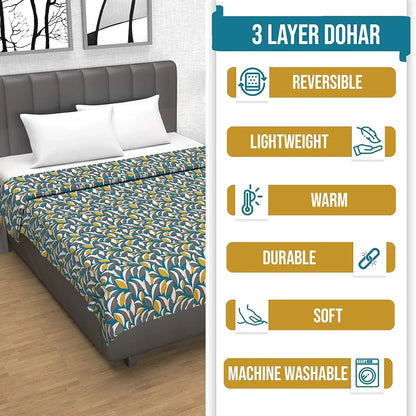 Divine Casa Floret 100% Cotton Double Dohar 120 GSM Soft & Lightweight Throw BlanketColour Woody Petals