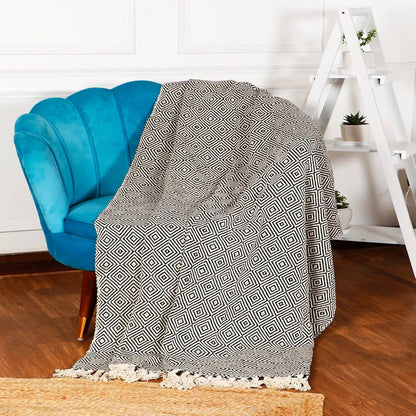 Sashaa World Cotton Throw Blanket Colour Black