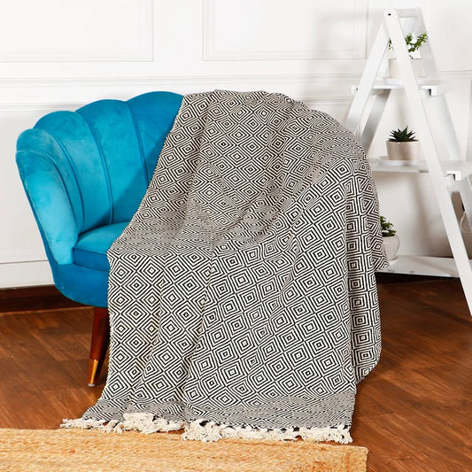 Sashaa World Cotton Throw Blanket Colour Black