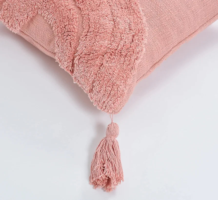 Homadorn Luxury Cotton 250 TC Handmade Decorative Boho Throw Tufted Pillow Covers Peach