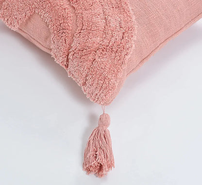 Homadorn Luxury Cotton 250 TC Handmade Decorative Boho Throw Tufted Pillow Covers Peach