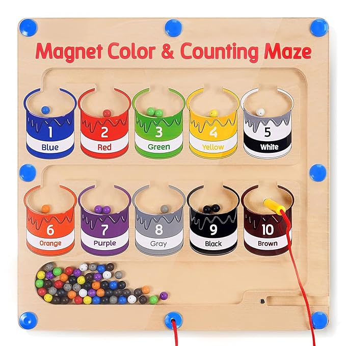 Kidology Wooden Magnetic Color and Number Maze Montessori Toys