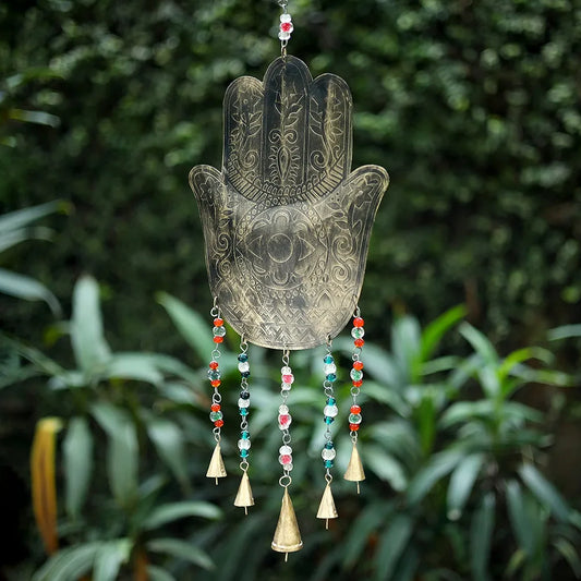 Duli Metal Hand Windchime Big Wall Hanging with Bells