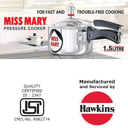 Hawkins 1.5 Litre Miss Mary Aluminium Pressure Cooker