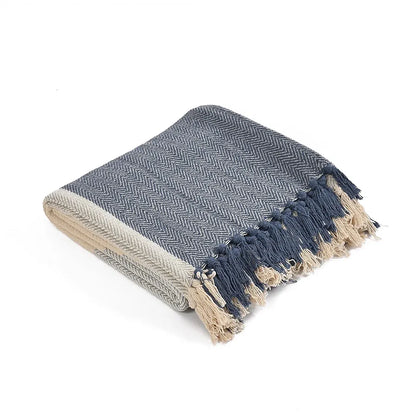 Sashaa World Blue and White Cotton Throw Colour Blue/White