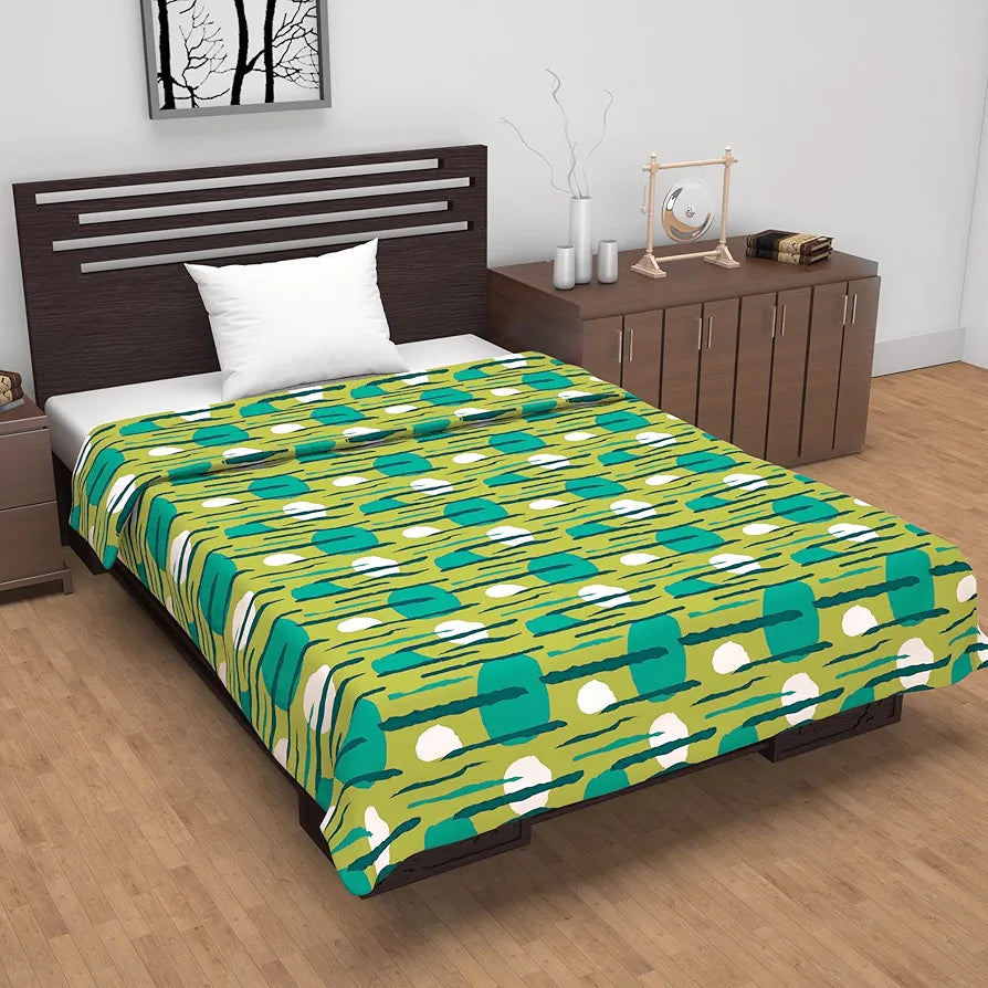Divine Casa 120 GSM Microfiber Single Dohar Soft & Lightweight Throw Blanket Abstract Geometric Pattern Colour  Olive Green & Teal