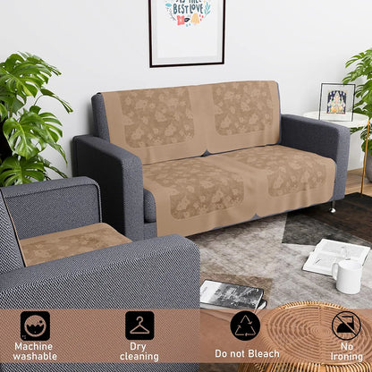 Kuber Industries Set of 6 Net Durable 2+1 Seater Sofa Covers for Living Room Self Net Hawaii Camel Brown