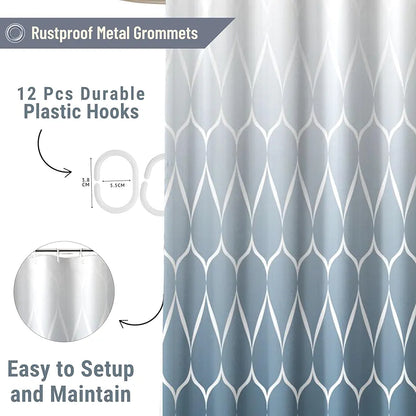 Homethreads Embrace Luxury with Our 6-Feet Long Premium Polyester Shower Curtain with 12 Hooks for a Lavish Bathroom, Machine Washable Blue