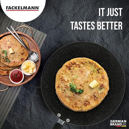 Fackelmann Non-Stick Roti Tawa Concave 28 Cms Diameter 4 mm Aluminium German Brand Black