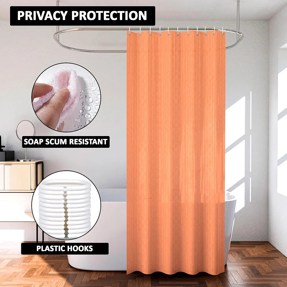 Kuber Industries Shower Curtain Bathroom Shower Curtain 8 Rings Curtain Lining Orange