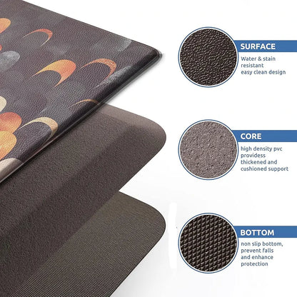 Luxe Home Columbo Anti-Fatigue Kitchen Mat Slip Cushioned Comfort Mat Stylish Feather Pattern Standing Desk Mat Colour Lightning