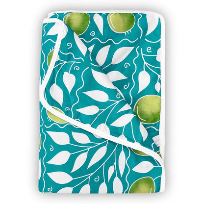 Divine Casa 100% Cotton Toddler Baby Blanket for for 0-4 Years Skin Friendly Swaddle Dohar for Girls and Boys Colour Turquoise and Green