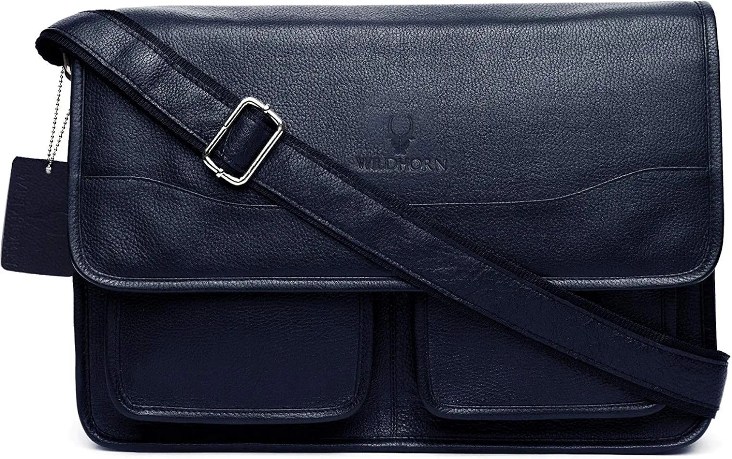WildHorn Urban Edge100% Leather Laptop Messenger Blue Men's Bag 