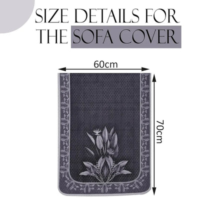 Kuber Industries Set of 6 Net Durable 2+1 Seater Sofa Covers Leaf Dark Grey & Lilac