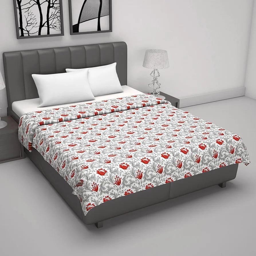 Divine Casa Floret 100% Cotton Double Dohar 120 GSM Soft & Lightweight Throw Blanket Colour Royale