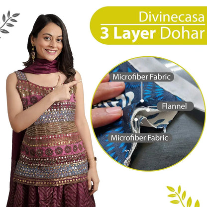 Divine Casa 120 GSM Microfiber Single Kids Dohar Soft & Lightweight Throw Blanket Floral Pattern Colour Tornado