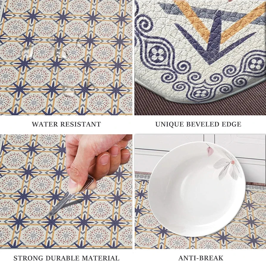 Luxe Home Columbo Anti-Fatigue Kitchen Mat Moroccan Tile Standing Desk Mat Colour Patcrn