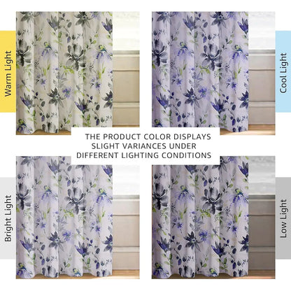 Cloth Fusion Blackout Printed Premium Door Curtains 7 Feet Long Set of 2 Blue Lotus