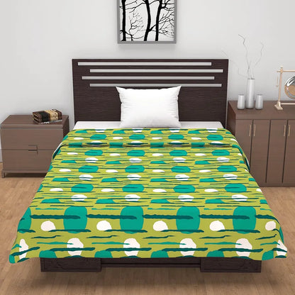 Divine Casa 120 GSM Microfiber Single Dohar Soft & Lightweight Throw Blanket Abstract Geometric Pattern Colour  Olive Green & Teal