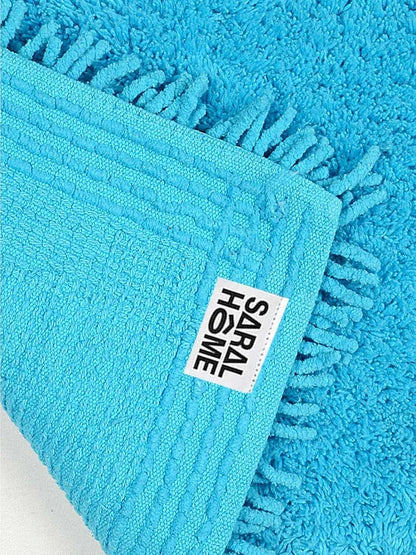 Saral Home Shaggy Soft Cotton Durable & Washable Multipurpose Bedside Runner Colour Turquoise