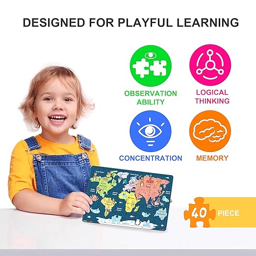 Fiddlys 40 Pcs Paperless Wooden Jigsaw Puzzle for Boys & Girls Learning Educational Toy for 4 Years and Above | Space Hero & Astronaut