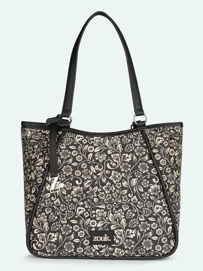 Zouk Naisha Tote Jute & Leather Handbag for Women