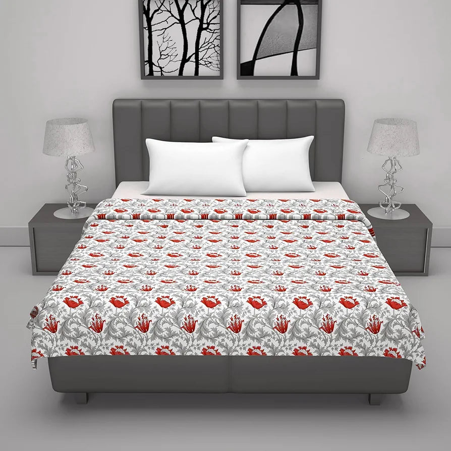 Divine Casa Floret 100% Cotton Double Dohar 120 GSM Soft & Lightweight Throw Blanket Colour Royale