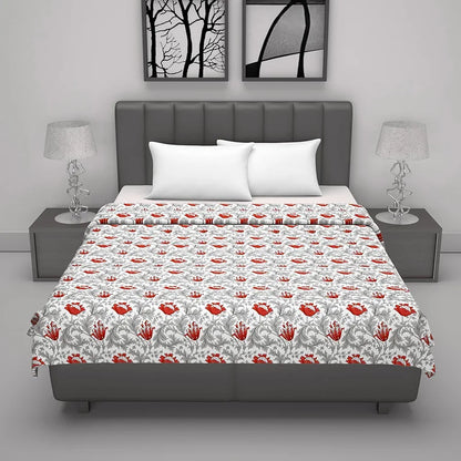 Divine Casa Floret 100% Cotton Double Dohar 120 GSM Soft & Lightweight Throw Blanket Colour Royale