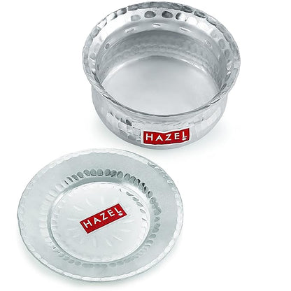 Hazel Aluminium Hammered Finish Handi with Lid Biryani Rice Cooking Pot Vessel 20 cm