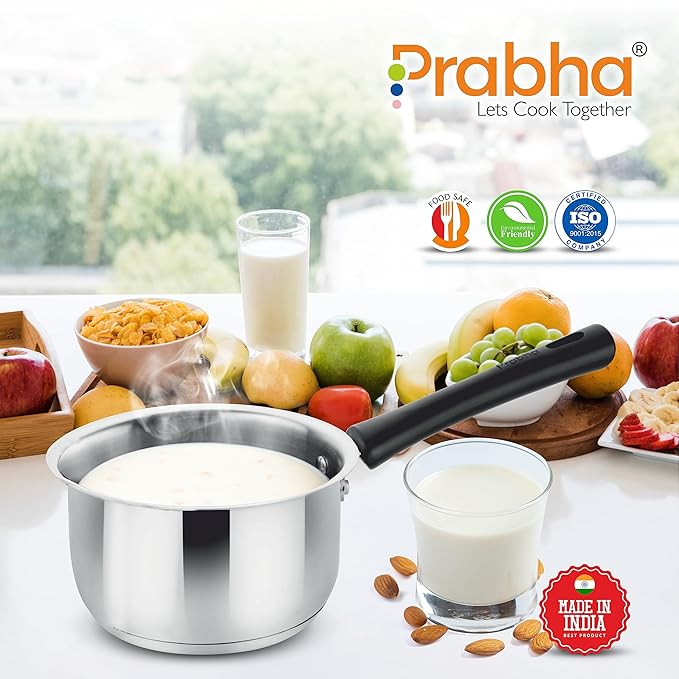 Prabha Heavy Gauge Encapsulated Base Stainless Steel Induction Base Saucepan Capacity 2.7 L Size 20cm