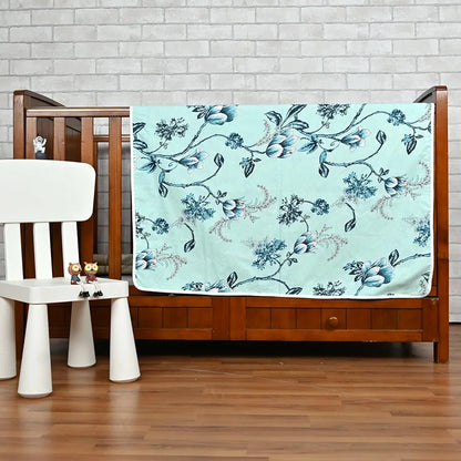 Divine Casa Floret 100% Cotton Single Kids Dohar 120 GSM Soft & Lightweight Throw Blanket Colour Winter Fern