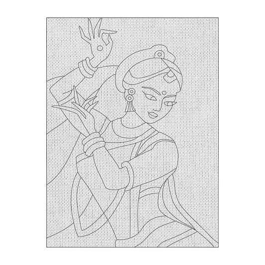 Hobby India Self Painting Madhubani Art Canvas | Madhubani Art | Pre-designed Canvas Board