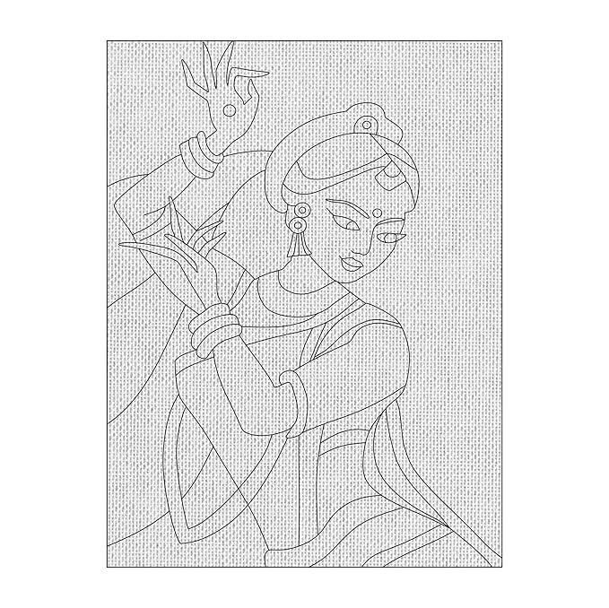 Hobby India Self Painting Beautiful Dancing Women Canvas | Pre-designed Canvas Board  for Best Gift Adults & Artist