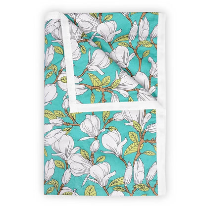Divine Casa Floret 100% Cotton Single Dohar 120 GSM Soft & Lightweight Throw BlanketColour Meadow Green