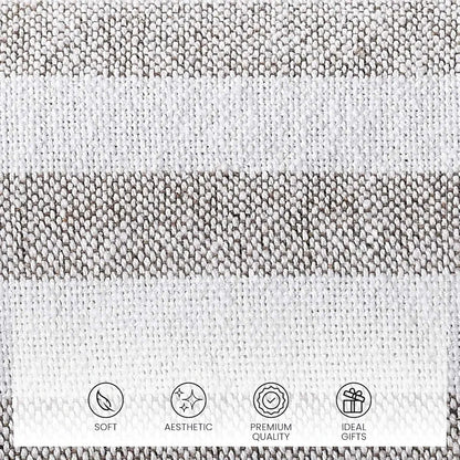 Sashaa World Striped Throw Bedcover Colour Natural