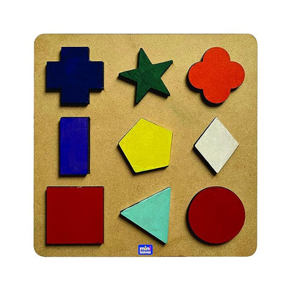 Mini Leaves Wooden Shapes Chunky Puzzle | 2+ Years | Learning Puzzle for Shapes and Color 9 Pieces