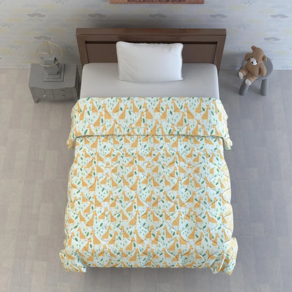 Divine Casa 120 GSM Cotton Single Kids Comforter Soft & Lightweight All-Season Blanket Colour Misty Jade