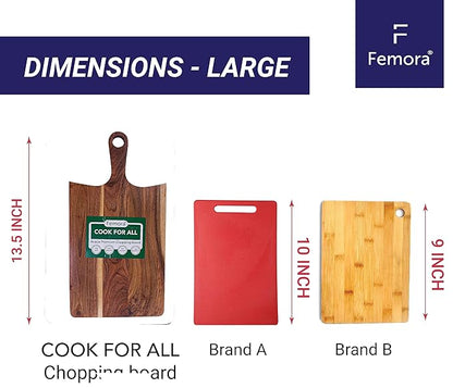 Femora Vegetable Acacia Wood Chopping Board Anti Bacterial Seasoned With Organic Mineral Oil Rectangular Shape | 48 X 24.5 Cm