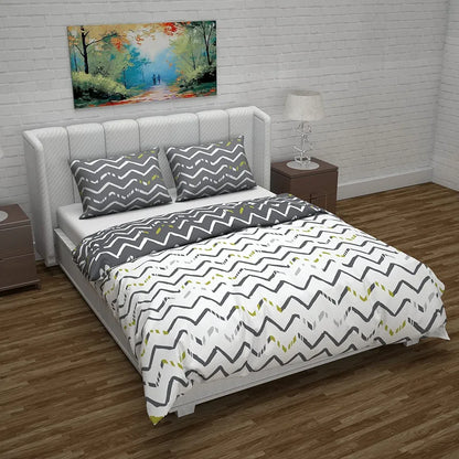 Divine Casa Micro Polyester Reversible Double Bed Queen Size Floral Printed Duvet Cover Colour Dark Blue and White