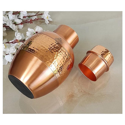 Indian Art Villa Pure Copper Bedroom Bottle With Inbuilt Glass Pear Pot Design