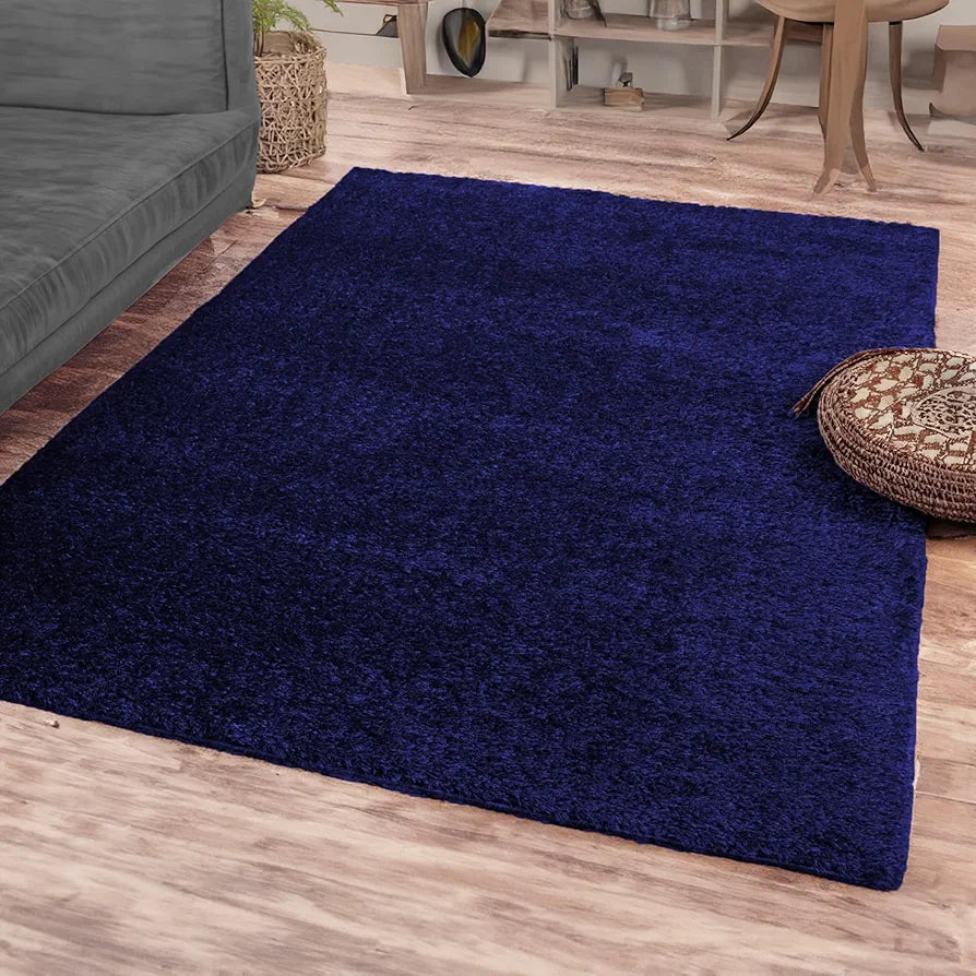 Ishro Home Premium Fuzzy Shag Carpet For Hall Rugs For Living Room Carpets For Living Room Colour Blue 4x6 Fts