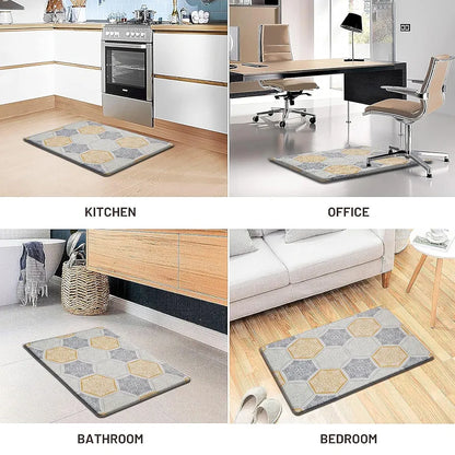 Luxe Home Columbo Anti-Fatigue Kitchen Mat Non-Slip Cushioned Comfort Mat Hexagonal Tile Pattern Standing Desk Mat Colour Honeycomb