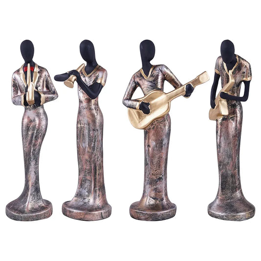 Zart Resin Musical Instrument Showpiece Set of 4