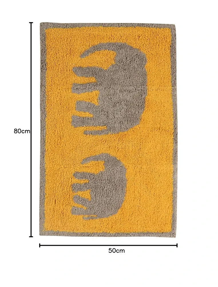 Sashaa World Elephant Patterned Bathmat Colour Yellow